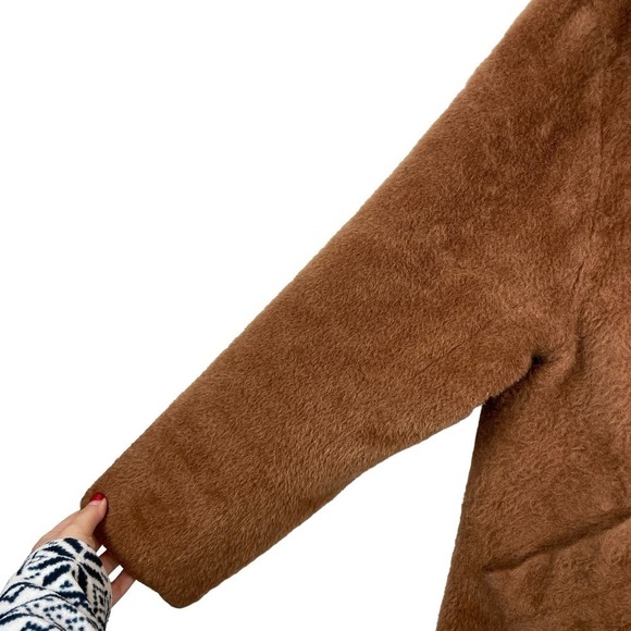 Aritzia Babaton Stedman Alpaca Wool Blend Teddy Coat Brown Size 1 - Picture 8 of 10